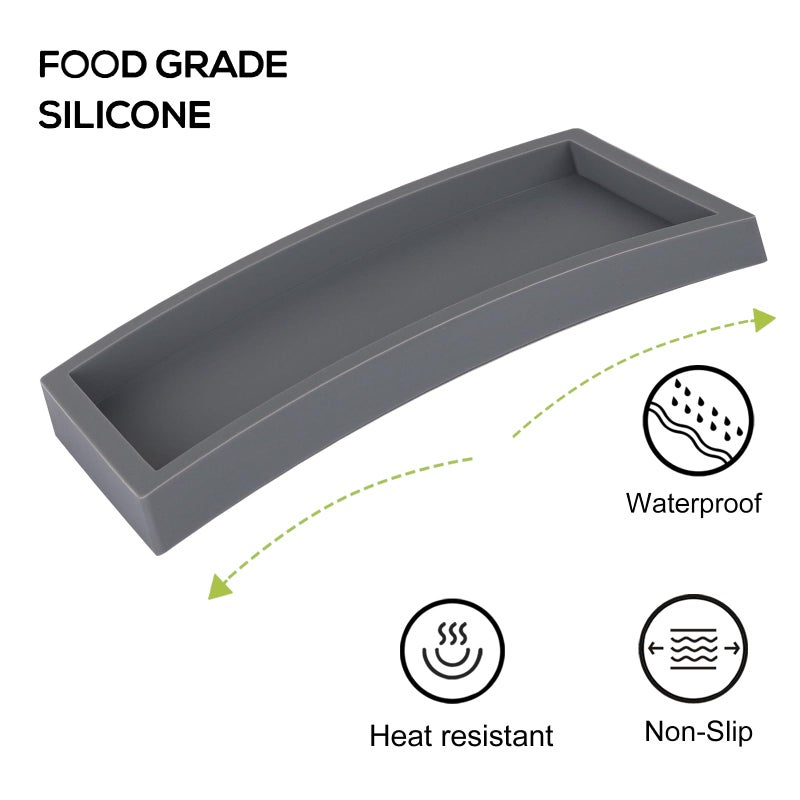 Heagoale Bathroom Trays for Counter, Slicone Vanity Trays for Bathroom, Rectangle Sponge Holder for Kitchen Sink - Grey - Image 3
